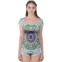 Hearts In A Decorative Star Flower Mandala Boyleg Leotard  by pepitasart