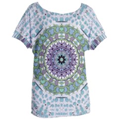 Hearts In A Decorative Star Flower Mandala Women s Oversized Tee by pepitasart