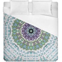 Hearts In A Decorative Star Flower Mandala Duvet Cover (king Size) by pepitasart