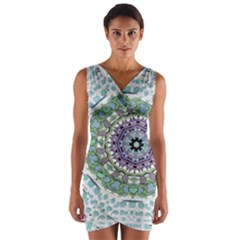 Hearts In A Decorative Star Flower Mandala Wrap Front Bodycon Dress by pepitasart