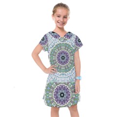 Hearts In A Decorative Star Flower Mandala Kids  Drop Waist Dress by pepitasart