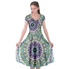 Hearts In A Decorative Star Flower Mandala Cap Sleeve Wrap Front Dress by pepitasart