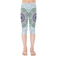 Hearts In A Decorative Star Flower Mandala Kids  Capri Leggings  by pepitasart