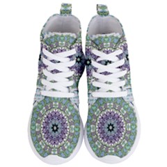 Hearts In A Decorative Star Flower Mandala Women s Lightweight High Top Sneakers by pepitasart