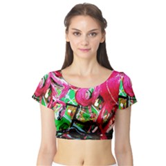 Flamingo   Child Of Dawn 9 Short Sleeve Crop Top by bestdesignintheworld