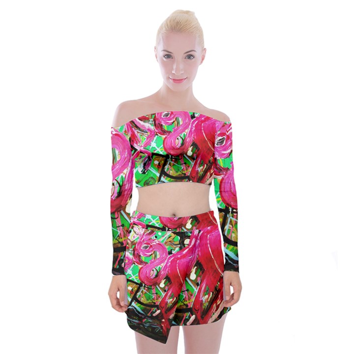 Flamingo   Child Of Dawn 9 Off Shoulder Top with Mini Skirt Set