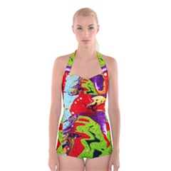 Untitled Island 5 Boyleg Halter Swimsuit  by bestdesignintheworld