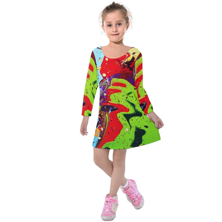 Untitled Island 5 Kids  Long Sleeve Velvet Dress