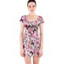 Floral Butterflies print Short Sleeve Bodycon Dress View1