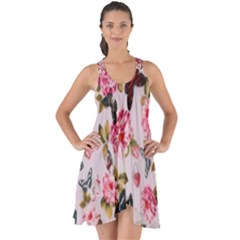 Floral Butterflies Print Show Some Back Chiffon Dress by CasaDiModa