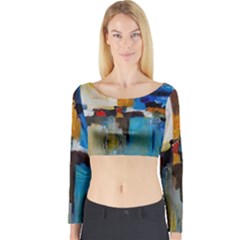 Abstract Long Sleeve Crop Top