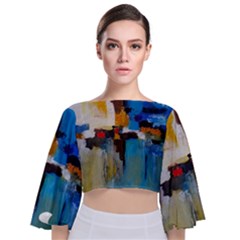 Abstract Tie Back Butterfly Sleeve Chiffon Top by consciouslyliving