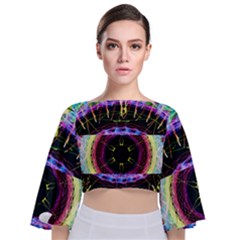 Social Media Rave Apparel Tie Back Butterfly Sleeve Chiffon Top by TheExistenceOfNeon2018