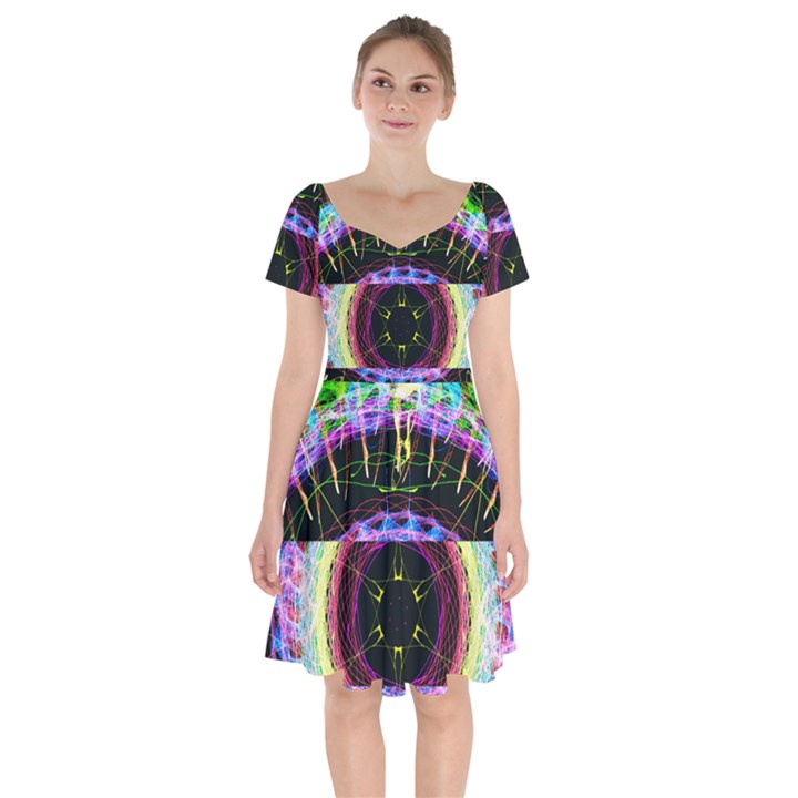 The Existence Of Neon Short Sleeve Bardot Dress