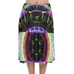 The Existence Of Neon Velvet Flared Midi Skirt by TheExistenceOfNeon2018