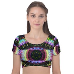 The Existence Of Neon Velvet Short Sleeve Crop Top  by TheExistenceOfNeon2018