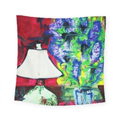 Lilac, Lamp And Curtain Window 2 Square Tapestry (small) by bestdesignintheworld