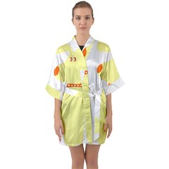 Mutt Dog Animal Domestic Vector Quarter Sleeve Kimono Robe