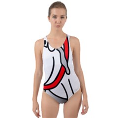 Dog Animal Pet Grin Sit Happy Cut-out Back One Piece Swimsuit