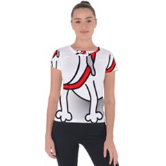 Dog Animal Pet Grin Sit Happy Short Sleeve Sports Top  by Nexatart