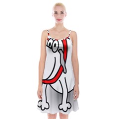 Dog Animal Pet Grin Sit Happy Spaghetti Strap Velvet Dress by Nexatart