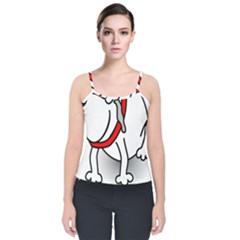 Dog Animal Pet Grin Sit Happy Velvet Spaghetti Strap Top