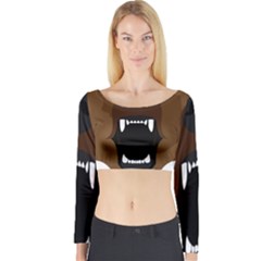 Bear Brown Set Paw Isolated Icon Long Sleeve Crop Top by Nexatart