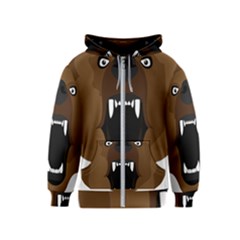 Bear Brown Set Paw Isolated Icon Kids  Zipper Hoodie by Nexatart