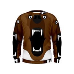 Bear Brown Set Paw Isolated Icon Kids  Sweatshirt by Nexatart