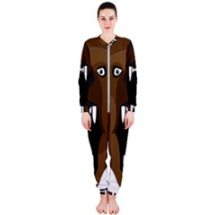 Bear Brown Set Paw Isolated Icon Onepiece Jumpsuit (ladies)  by Nexatart