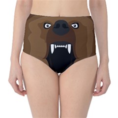 Bear Brown Set Paw Isolated Icon Classic High-waist Bikini Bottoms by Nexatart