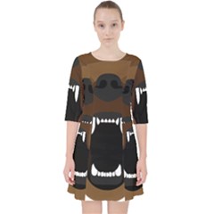 Bear Brown Set Paw Isolated Icon Pocket Dress by Nexatart