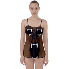 Bear Brown Set Paw Isolated Icon Babydoll Tankini Set by Nexatart