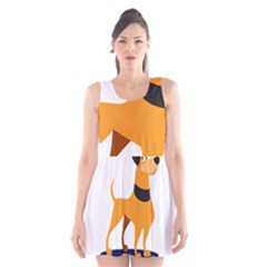 Stub Illustration Cute Animal Dog Scoop Neck Skater Dress by Nexatart