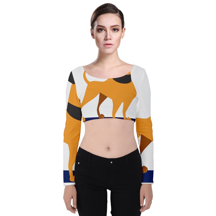 Stub Illustration Cute Animal Dog Velvet Crop Top