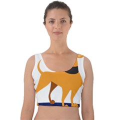 Stub Illustration Cute Animal Dog Velvet Crop Top