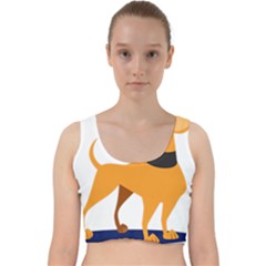 Stub Illustration Cute Animal Dog Velvet Racer Back Crop Top