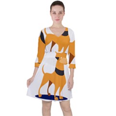 Stub Illustration Cute Animal Dog Ruffle Dress by Nexatart