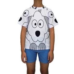 Animal Cartoon Colour Dog Kids  Short Sleeve Swimwear by Nexatart