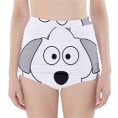 Animal Cartoon Colour Dog High-waisted Bikini Bottoms by Nexatart