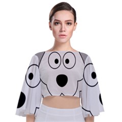 Animal Cartoon Colour Dog Tie Back Butterfly Sleeve Chiffon Top