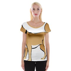 Dog Brown Pet Animal Tail Eskimo Cap Sleeve Tops by Nexatart