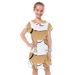 Dog Brown Pet Animal Tail Eskimo Kids  Drop Waist Dress by Nexatart