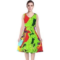 Untitled Island 3 V-neck Midi Sleeveless Dress  by bestdesignintheworld