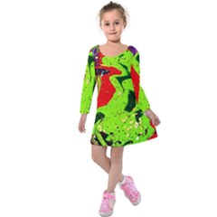 Untitled Island 3 Kids  Long Sleeve Velvet Dress by bestdesignintheworld