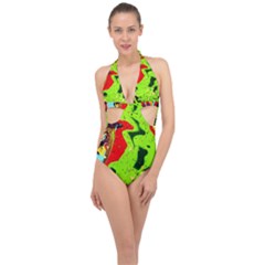 Untitled Island 3 Halter Front Plunge Swimsuit by bestdesignintheworld