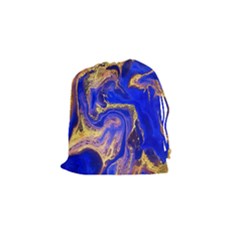 blue gold marbled Drawstring Pouches (Small) 