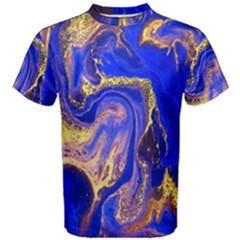 blue gold marbled Men s Cotton Tee