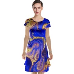 Blue Gold Marbled Cap Sleeve Nightdress by NouveauDesign