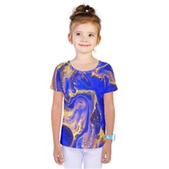 blue gold marbled Kids  One Piece Tee